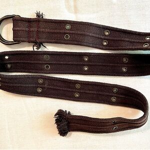 Men's Dark Brown Canvas Belt with Metal Eyelets - L - READ DESCRIPTION